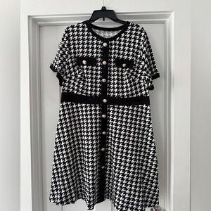 ASOS Curve Black and White Houndstooth Mini Dress